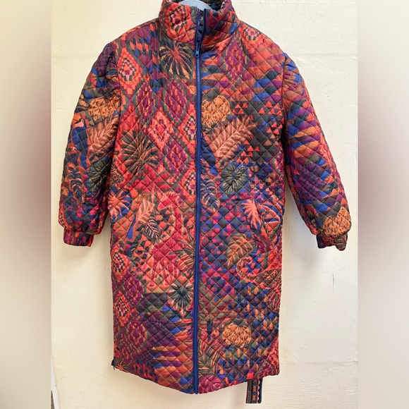 FARM RIO Mixed Patchwork Reversible Midi Belted Puffer Jacket (NWOT) - Picture 16 of 17